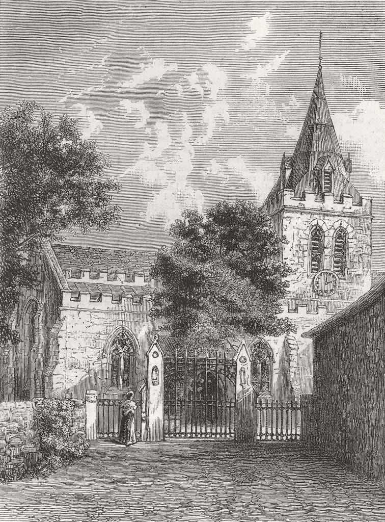 WALES. Chancel of Hawarden Church 1880 old antique vintage print picture